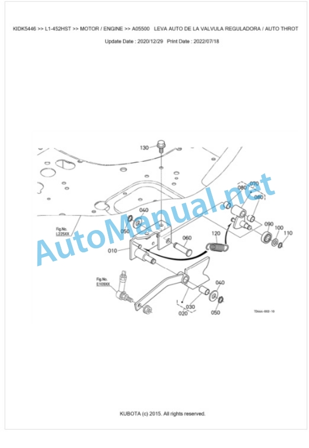 Kubota L1-452HST Parts Manual PDF BKIDK5446-2