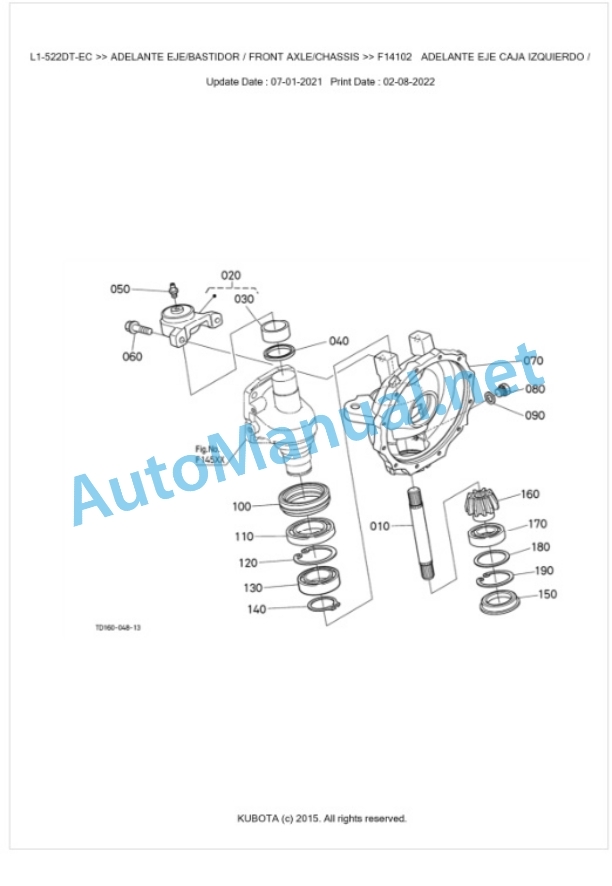 Kubota L1-522DT, L2-522DT Parts Manual PDF BKIDK5444 EC-4