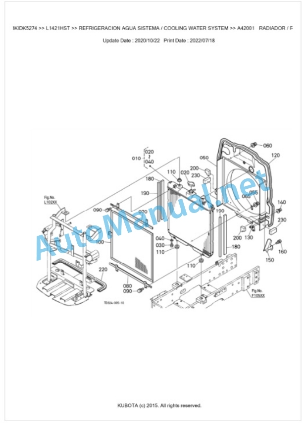 Kubota L1421HST Parts Manual PDF BKIDK5274-2