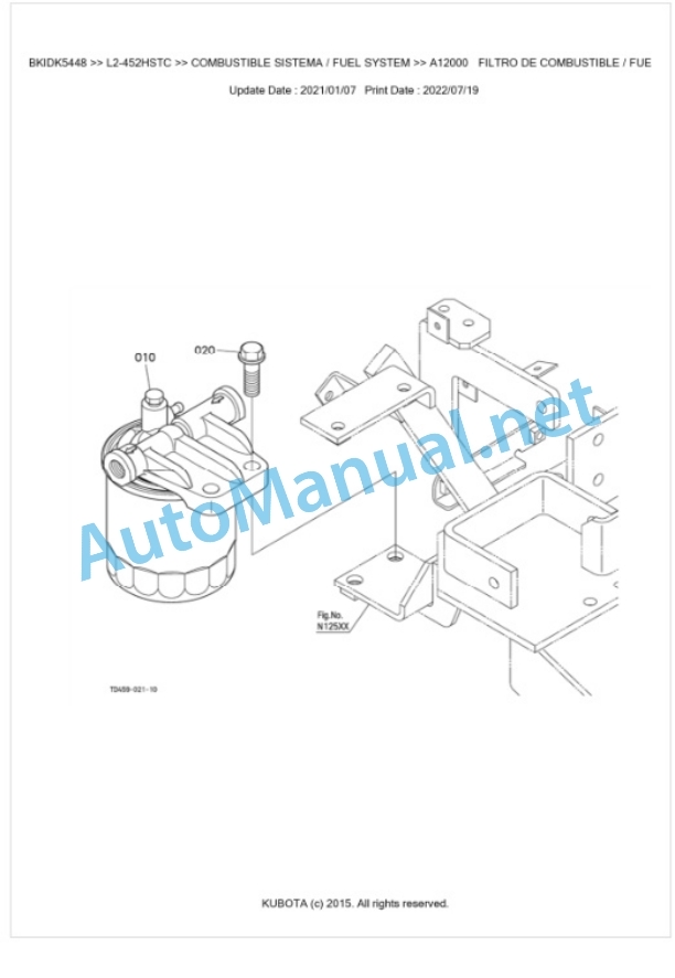 Kubota L2-452HSTC Parts Manual PDF BKIDK5448-2