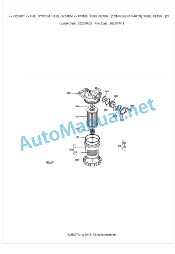 Kubota L2250DT Parts Manual PDF BKIDK0128-2