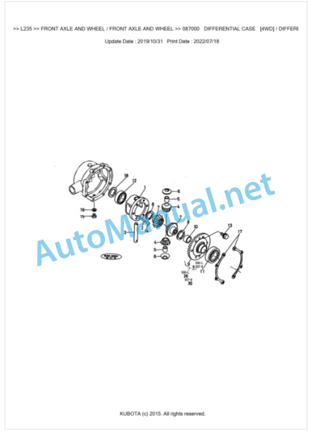 Kubota L235 Parts Manual PDF BKIDK0395-4