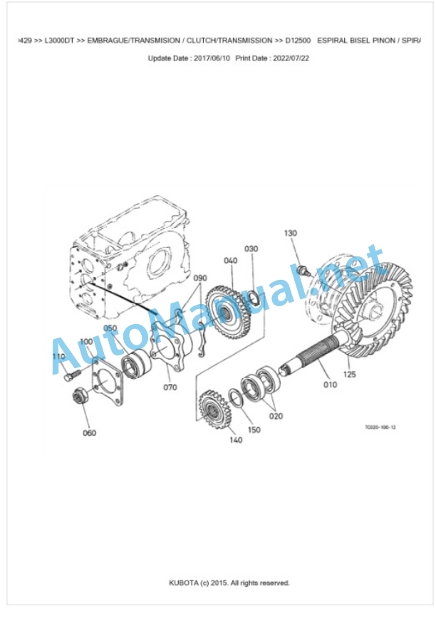 Kubota L2500DT, L3000DT Parts Manual PDF BKIDK0429-3