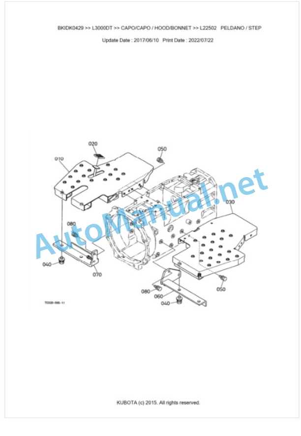 Kubota L2500DT, L3000DT Parts Manual PDF BKIDK0429-5