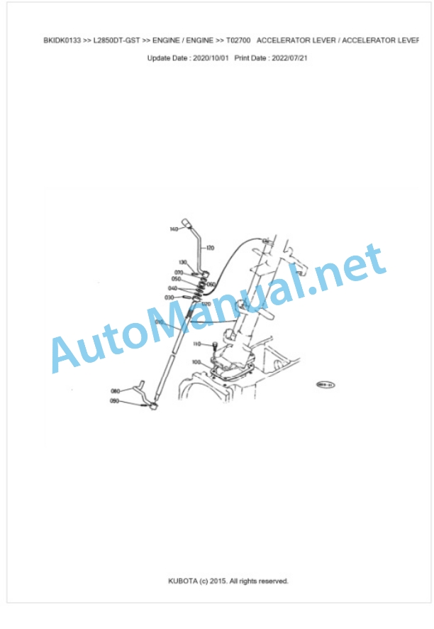 Kubota L2850DT-GST Parts Manual PDF BKIDK0133-2