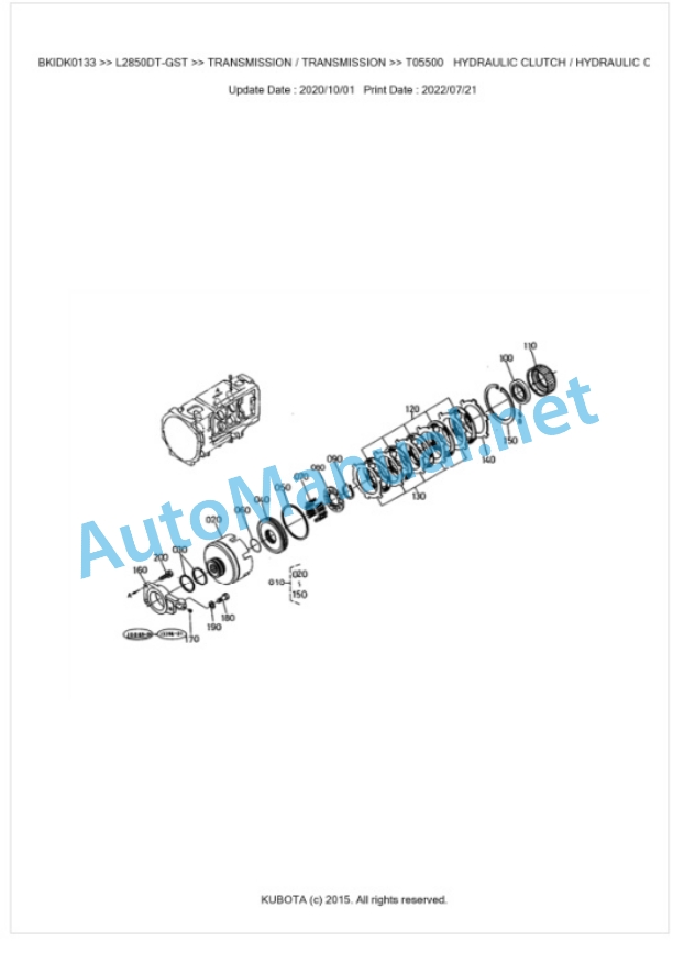 Kubota L2850DT-GST Parts Manual PDF BKIDK0133-3