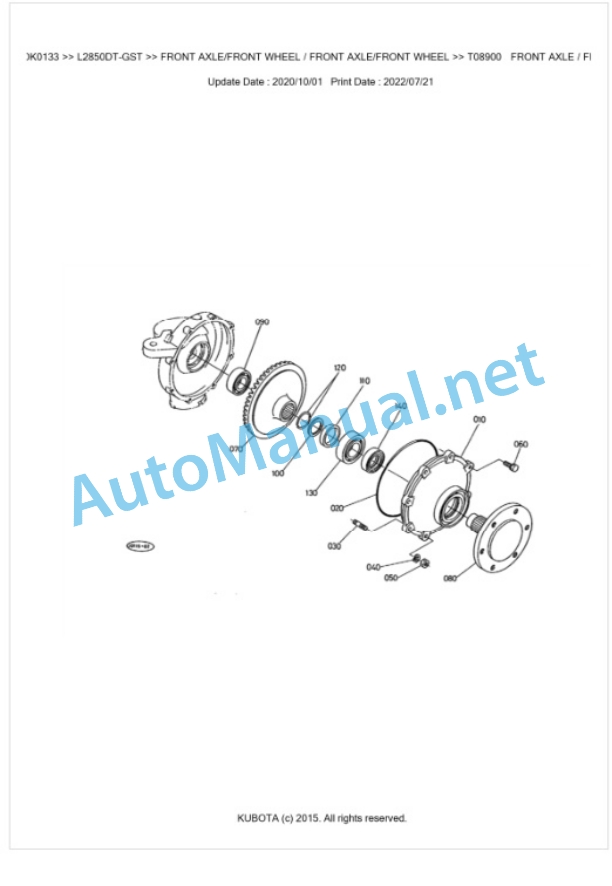 Kubota L2850DT-GST Parts Manual PDF BKIDK0133-4