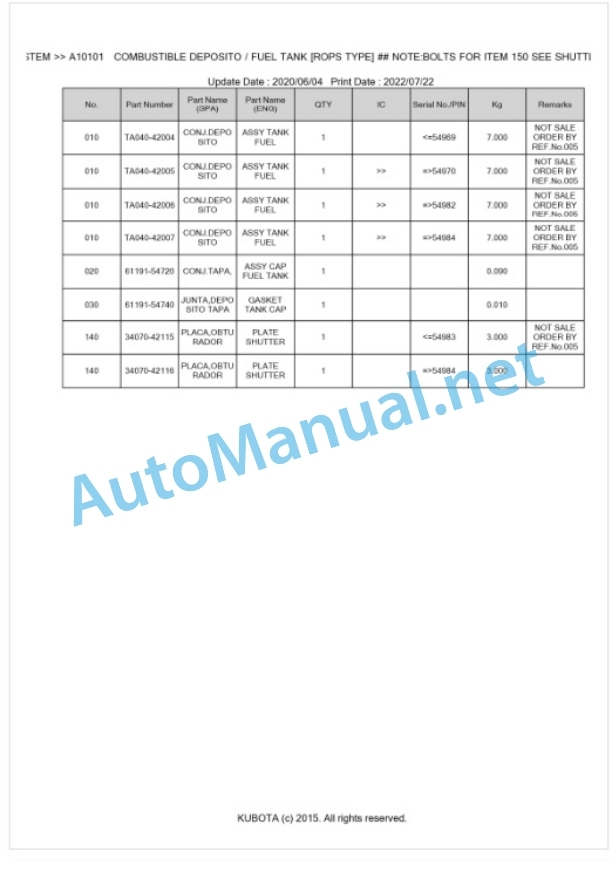 Kubota L2900DT, L3300DT Parts Manual PDF BKIDK0092-2