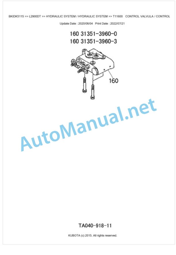 Kubota L2900DT Parts Manual PDF BKIDK5115-5