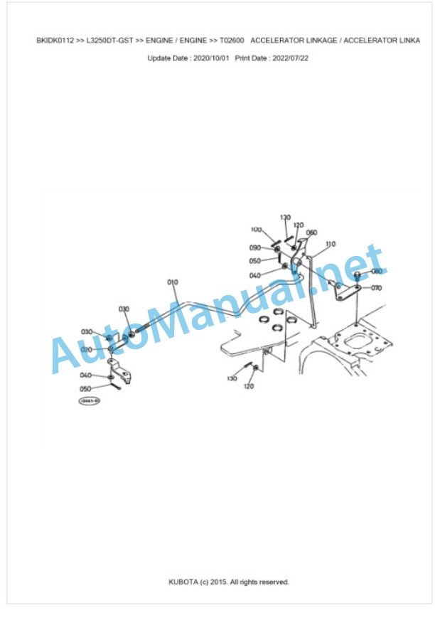 Kubota L3250DT-GST Parts Manual PDF BKIDK0112-2