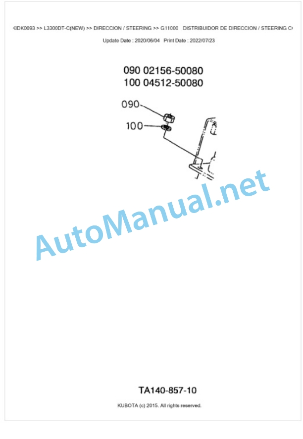 Kubota L3300DT-C Parts Manual PDF BKIDK0093-4