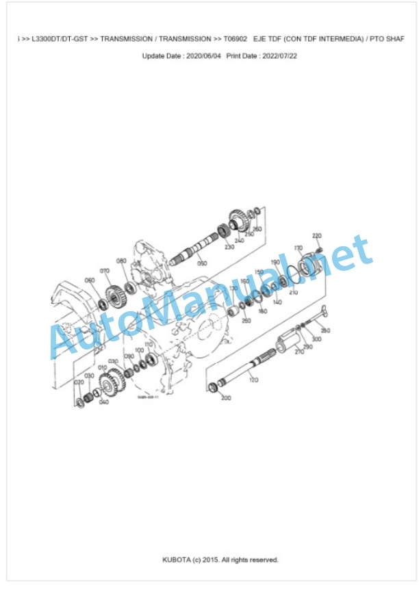 Kubota L3300DT, L3300DT-GST Parts Manual PDF BKIDK5116-3