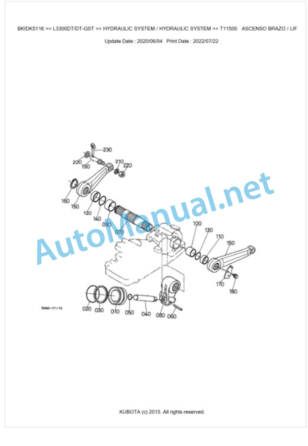 Kubota L3300DT, L3300DT-GST Parts Manual PDF BKIDK5116-5