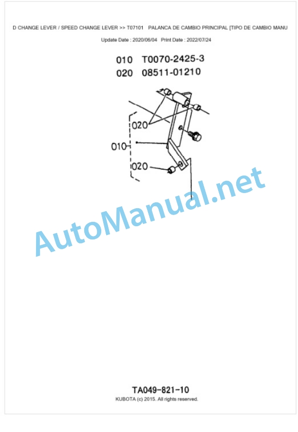 Kubota L3600, L4200 (Old Model) Parts Manual PDF BKIDK0125-3