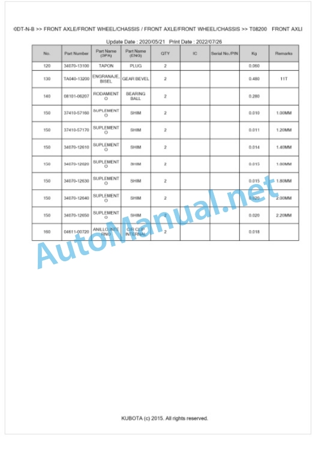 Kubota L4200DT-N-B Parts Manual PDF BKIDK0098-4