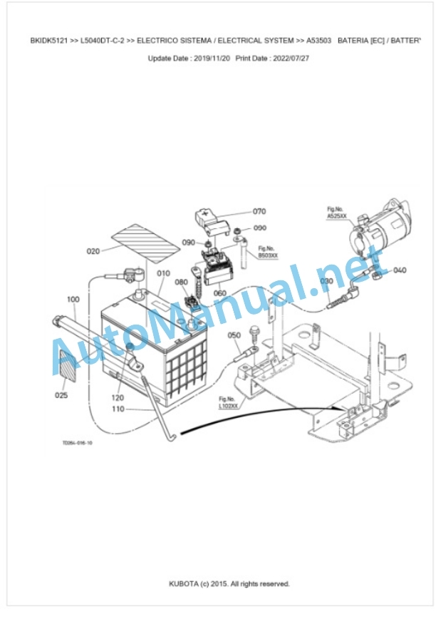 Kubota L4240DT-C-2, L5040DT-C-2, L5040GST-C-2 Parts Manual PDF BKIDK5121-2