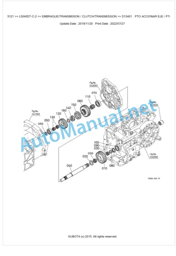 Kubota L4240DT-C-2, L5040DT-C-2, L5040GST-C-2 Parts Manual PDF BKIDK5121-3