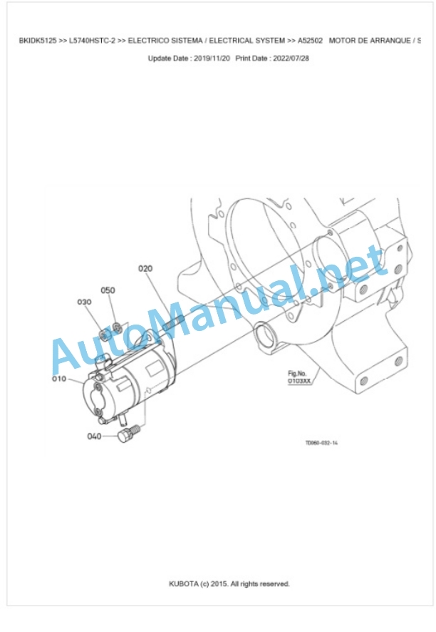 Kubota L4240HSTC-2, L5240HSTC-2, L5740HSTC-2 Parts Manual PDF BKIDK5125-2