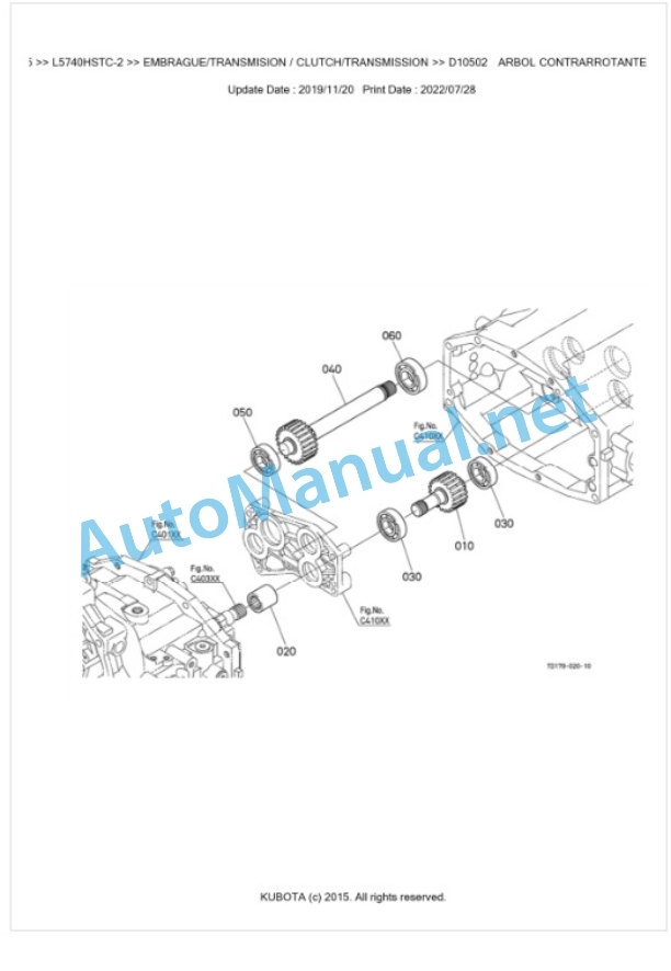 Kubota L4240HSTC-2, L5240HSTC-2, L5740HSTC-2 Parts Manual PDF BKIDK5125-3