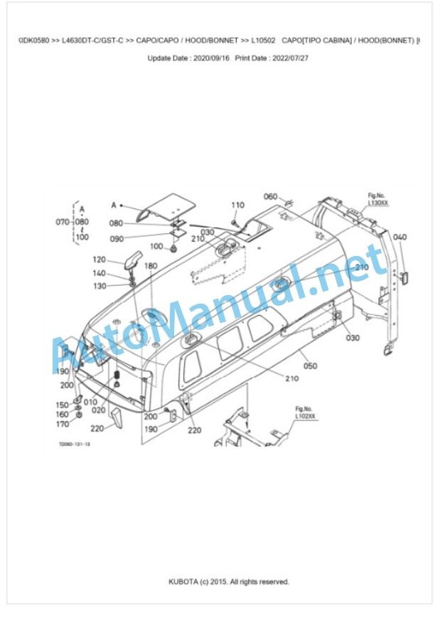 Kubota L4630DT-C, L4630GST-C Parts Manual PDF BKIDK0580-5