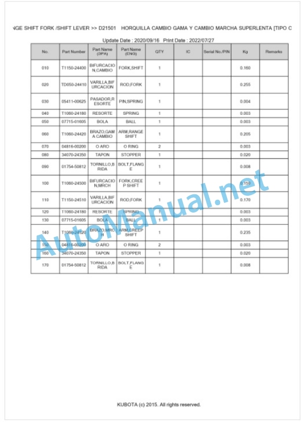 Kubota L4630DT Parts Manual PDF BKIDK0579-3