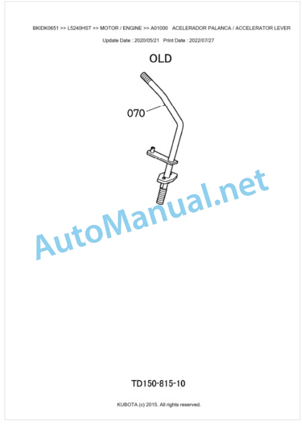 Kubota L5240HST Parts Manual PDF BKIDK0651-2