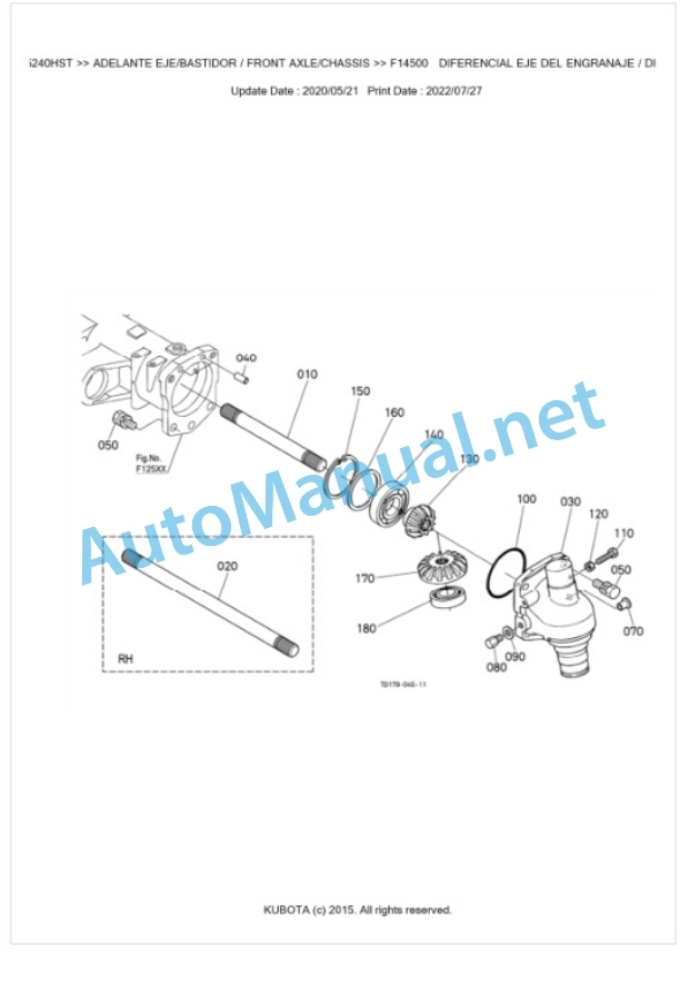 Kubota L5240HST Parts Manual PDF BKIDK0651-4