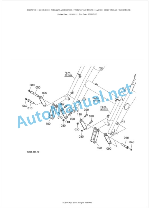 Kubota LA1054EC Parts Manual PDF BKIDA5170-2