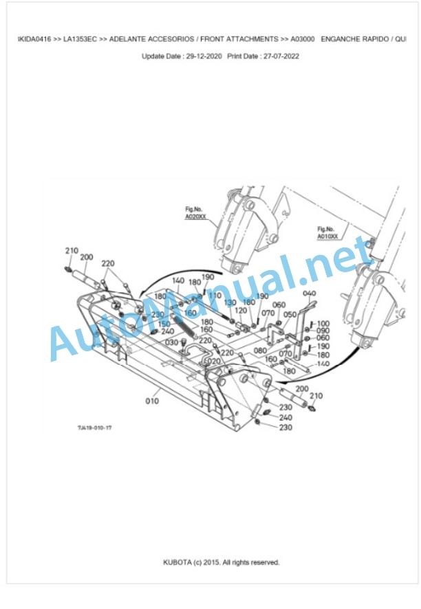 Kubota LA1353EC Parts Manual PDF BKIDA0416-2