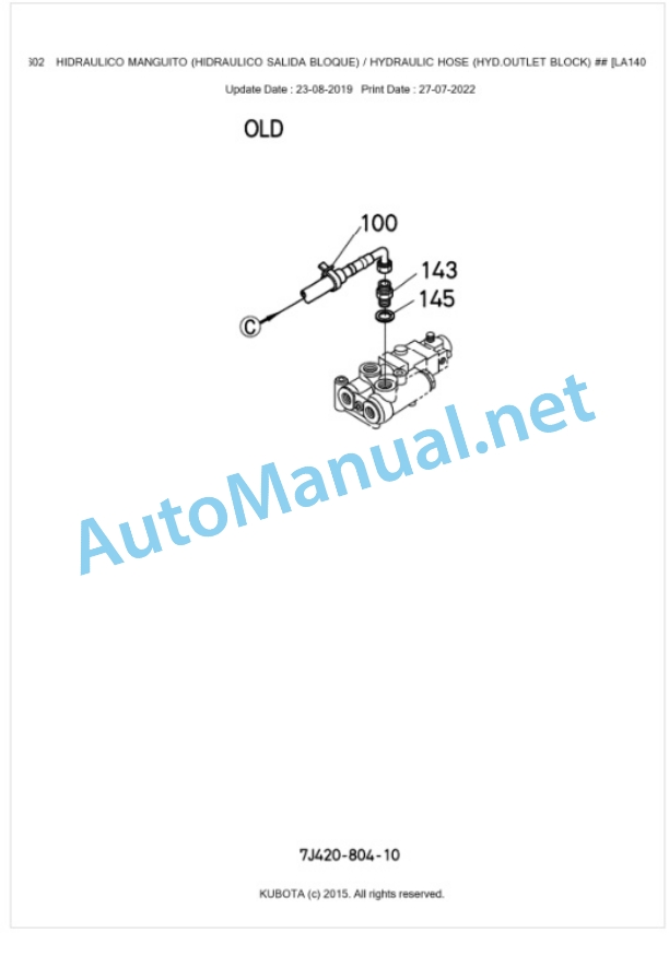 Kubota LA1403EC Parts Manual PDF BKIDA0405-4