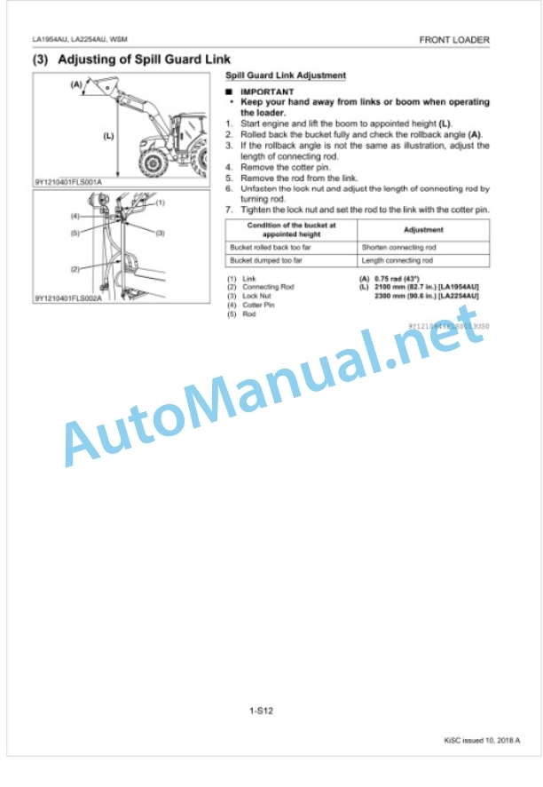 Kubota LA1954AU, LA2254AU Front Loader Workshop Manual PDF-5