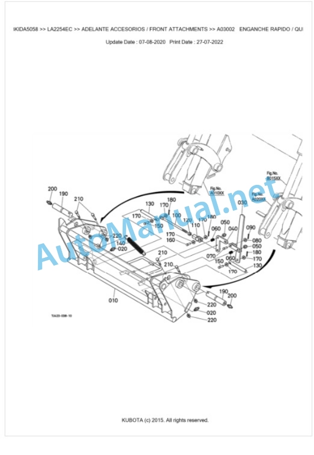 Kubota LA2254EC Parts Manual PDF BKIDA5058-2