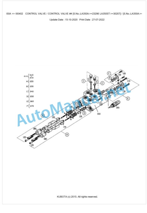 Kubota LA350A Parts Manual PDF BKIDK0497-3