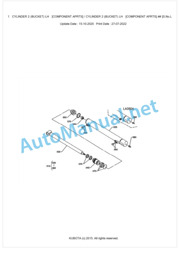 Kubota LA350A Parts Manual PDF BKIDK0497-4