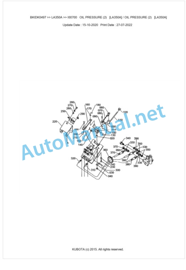 Kubota LA350A Parts Manual PDF BKIDK0497-5