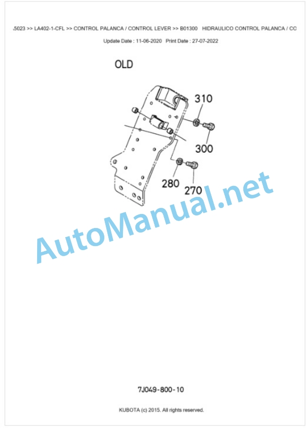 Kubota LA402-1-CFL Parts Manual PDF BKIDA5023-4