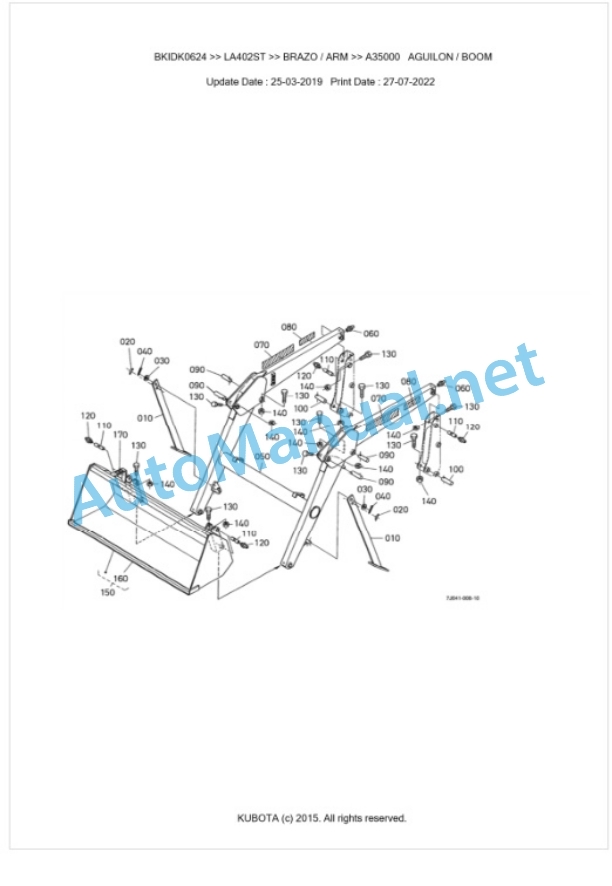 Kubota LA402ST Parts Manual PDF BKIDK0624-4