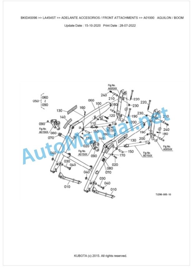 Kubota LA454ST Parts Manual PDF BKIDA5096-2