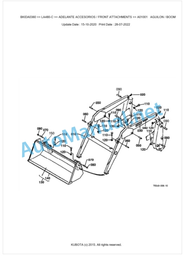 Kubota LA480-C Parts Manual PDF BKIDA0360-2