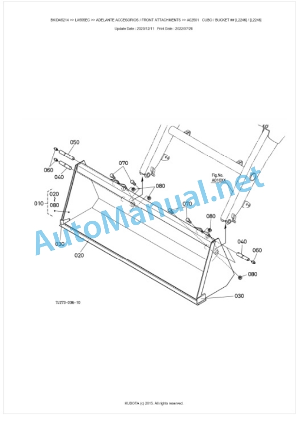 Kubota LA555EC Parts Manual PDF BKIDA5214-2