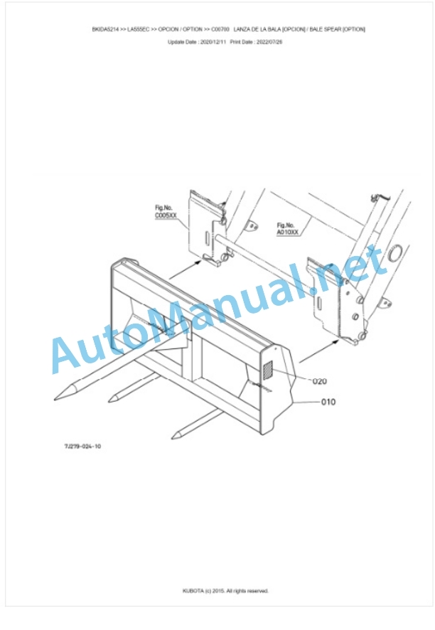 Kubota LA555EC Parts Manual PDF BKIDA5214-4