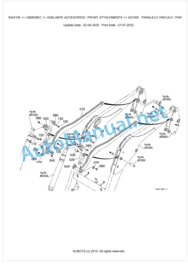 Kubota LM2605EC Parts Manual PDF BKIDA5100-2