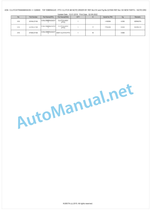 Kubota M-110, M-120 Parts Manual PDF BKIDK0512-3