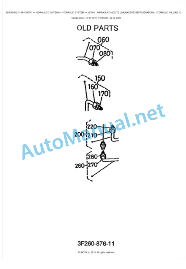 Kubota M-110, M-120 Parts Manual PDF BKIDK0512-4