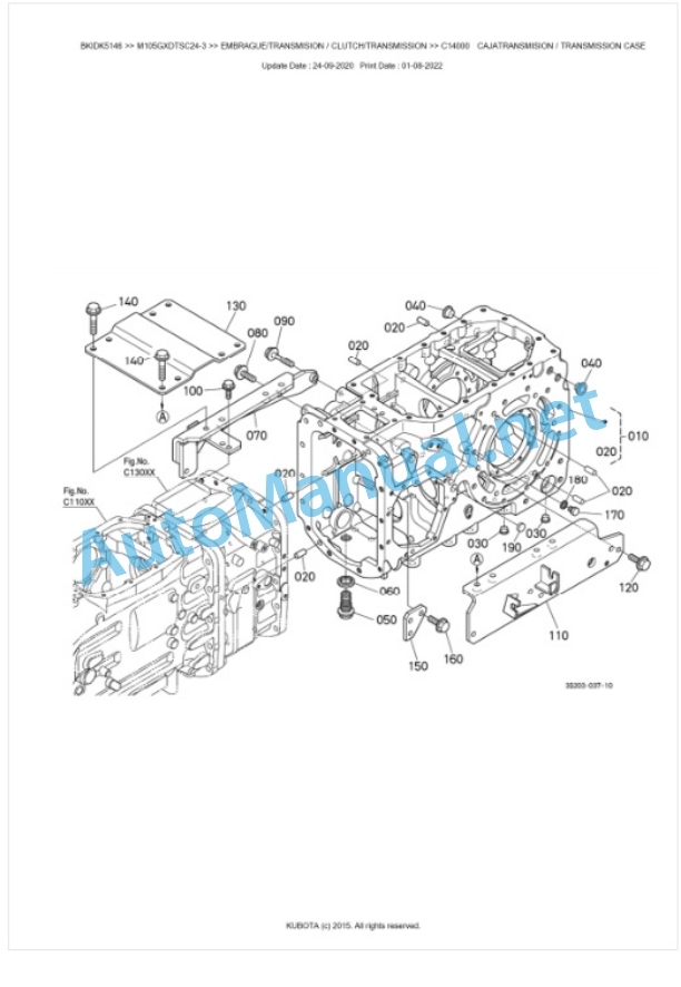 Kubota M105GX-3 Parts Manual PDF BKIDK5146-3