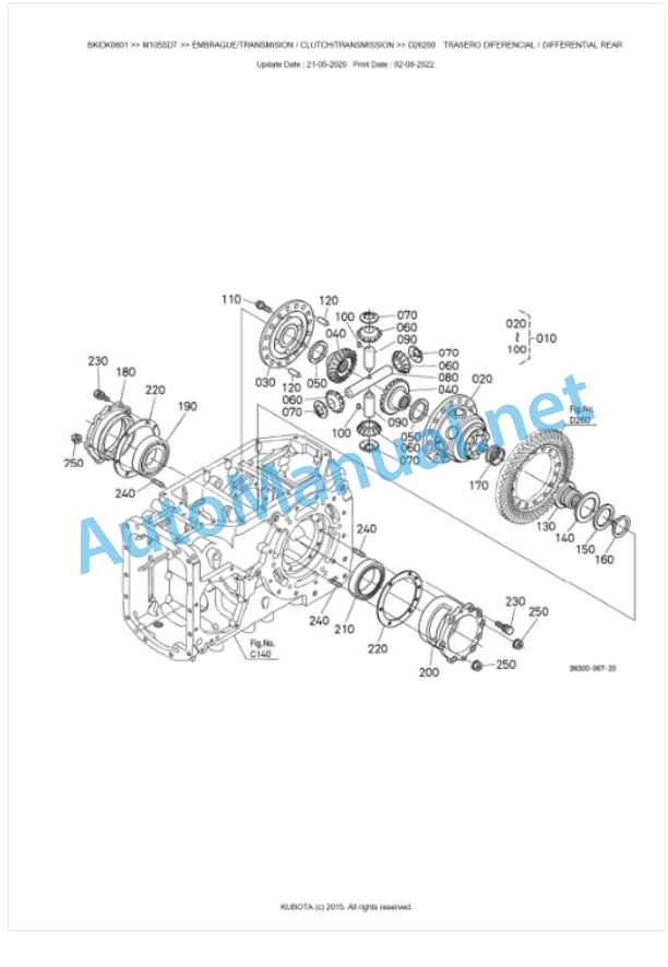 Kubota M105SDT Parts Manual PDF BKIDK0601-3