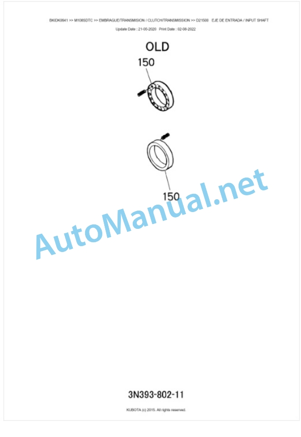 Kubota M108S-CAB Parts Manual PDF BKIDK0641-3