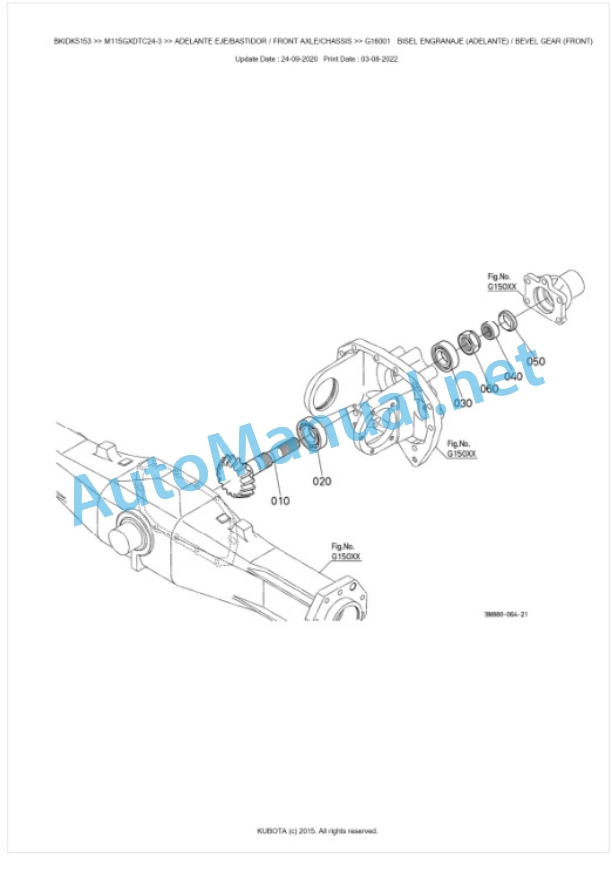 Kubota M115GX-3 Parts Manual PDF BKIDK5153-4