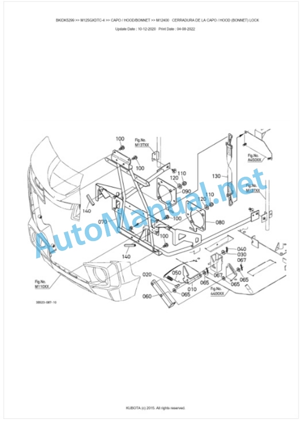 Kubota M115GX-4, M125GX-4 Parts Manual PDF BKIDK5299-5