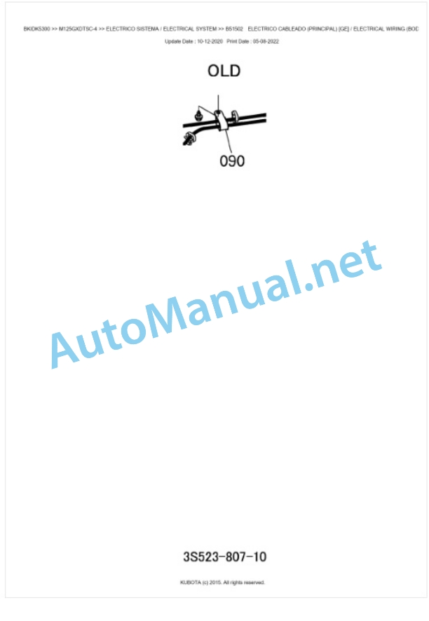 Kubota M115GX-4, M125GX-4 Parts Manual PDF BKIDK5300-3